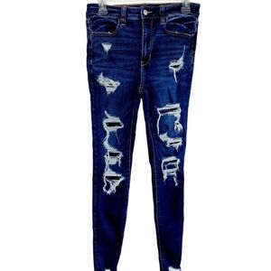 American Eagle Next Level Stretch SZ 6 Super Hi-rise Jegging Distressed Raw  Hem